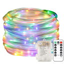 ロープライトLEDチューブライト防水イルミネーションライト電池式10m100電球8点灯パターンリモコン付電飾ライトクリスマスお庭結婚式パーティーなどに最適