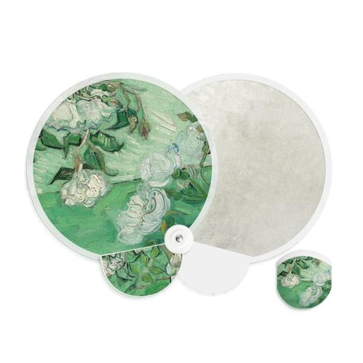 うちわ折り畳み式団扇撮影用レフ板2-in-1スタジオ撮影補光直径20cm可愛い絵柄扇子折りたたみ式ハンドル..