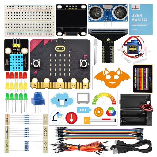 Rakuten - KEYESTUDIO Micro:bit ベーシックスターターキット ティーン&初心者向け - センサー、LED、チュートリアル付きエレクトロニクス学習キット | コーディング用STEM教育プロジェクト (マイクロビッ…