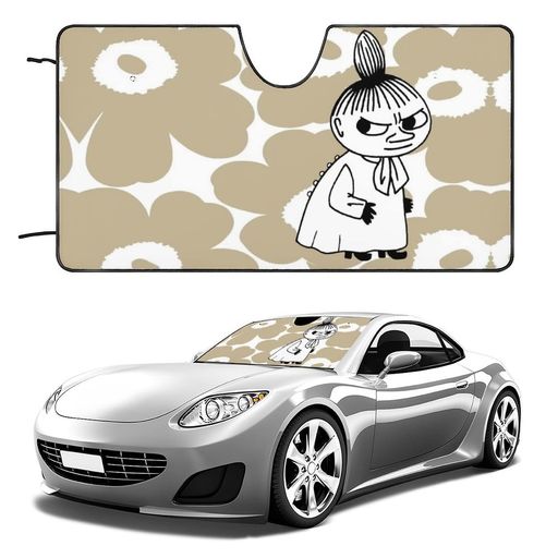 ムーミンリトルミィサンシェード車遮光遮熱車用サンシェードUvカット日よけ車中泊プライバシー保護暑さ対策簡単取付紫外線カットフロントガラス用76x140cm