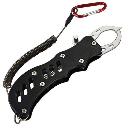 Rakuten - DanYunフィッシュグリップ魚掴み器魚つかみフィッシュキャッチャー釣り用ペンチ防錆素材アルミ製釣り具軽量コンパクト片手で使用可能カラビナ高弾性紛失防止ロープ付き