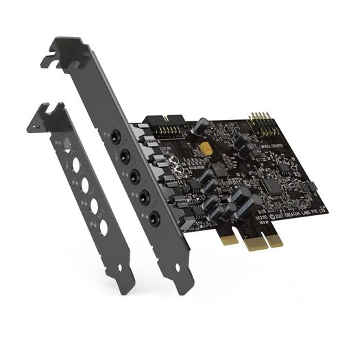 120dB DNR DACを搭載、最大24bit/192kHzのハイレゾ再生によって、PCのオーディオ パフォーマンスを向上させ、音楽や映画、ゲームなどのPCエンターテイメントを高品位に。また5.1chスピーカーと組み合わせれば、迫力のマルチチャンネル サラウンドで映画やゲームが楽しめ、ヘッドホンでのバーチャル5.1サラウンドで広がりのあるサウンドも楽しめる。 最大600Ωまでのスタジオ グレードのヘッドホンをも駆動可能なヘッドホン アンプを搭載しており、高性能アンプによって、ゲーミング ヘッドセット等のパフォーマンスを最大限に引き出せる。 Windows PCでボイス コミュニケーションを行う際は、ビデオ会議やボイス チャットでの音声通話で発生する問題を改善し、オンライン コミュニケーションをより便利に、そして快適に行うために開発されたCreative アプリの「スマート コミュニケーション キット(SmartComms Kit)」が利用可能。