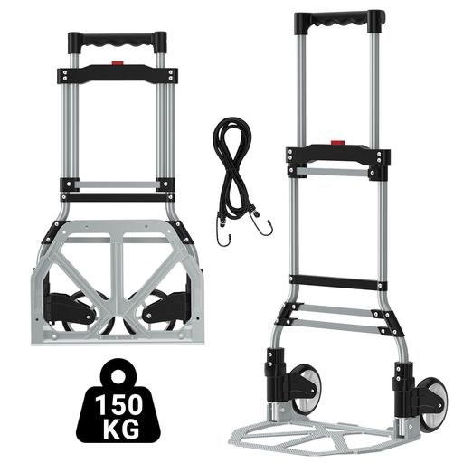 【小さなボディに頼もしいパワーー最大積載量158kg!】頑丈なフレーム構造により最大 158kg まで積載でき、重い荷物も安定して運搬可能です。引っ越し家具や業務資材、防災用品の大量運搬に適し、家庭はもちろん店舗・オフィスで幅広く活用できます。 また、本体は軽量アルミ合金製で自重わずか 3.8kg と持ち運びやすい上、錆びにくく長期間ご使用いただけます。 【折りたたみ収納 OK!車のトランクや部屋の隅に収納できる】普段のお出かけや荷物運びなど多シーンで大活躍するキャリーカートです。伸縮ハンドルで、荷台を折りたたむことでコンパクトなサイズになるので、使用しない時は簡単に折りたたんで、車のトランク、ベッドの下、クローゼット、物置、ガレージなどに収納できます。身長や荷物の大きさに合わせて、ピッタリな高さに調節できます。