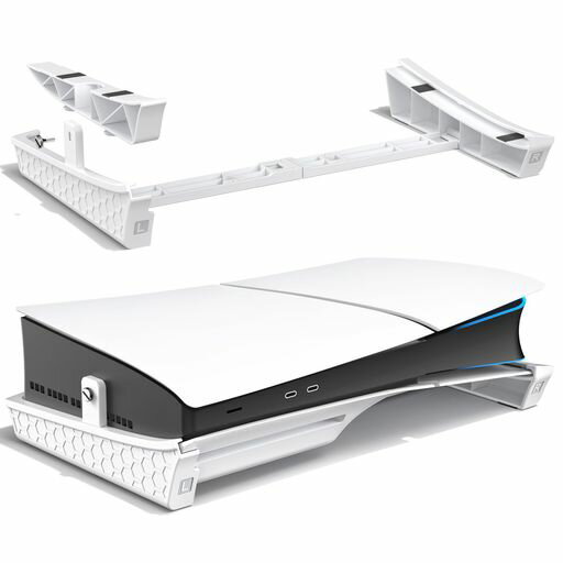 ※注意事項:1.このps5 新型 横置きスタンドはPS5 Pro本体と初期型PS5本体が未対応です。2.PS5底面にあるネジ穴のキャップ(黒くて小さい丸いフタ)を外し、ネジ穴とスタンドのネジ穴を合わせて付属のネジを締めてから固定します。 【PS5 Slim通常版・デジタルエディション版専用】PS5横置きスタンドは新型PS5 Slim通常版とデジタル版に対応しています。※デジタル版を取り付ける前に、PS5 Slimデジタル版用ブロックを左スタンドに取り付ける必要があります。 【安定性抜群】新型プレステ5横置き台はPS5 Slim本体を縦置きから横置きへ変更し、地震などによる本体の転倒をより確実に防止します。接続ブラケットが付属し、横置きのPS5本体を支え、他の横置きスタンドと比べて安定性がさらに向上します。 【放熱改善】PS5 Slim横置きスタンドを使用して、本体の下側にしっかりと空間が空き、通気性がよく、熱がこもりにくく、効率よく内部の熱を側から外へ排出、熱暴走はある程度予防できます。 【取り付け簡単】ピッタリサイズで、取り付けは簡単です。