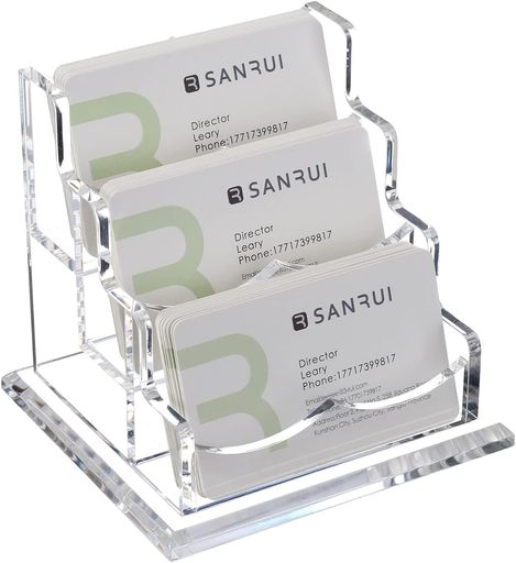 siawadeky名刺ケース3段タイプアクリル名刺スタンド横置きカード立てクリア卓上名刺ホルダー大容量カー..