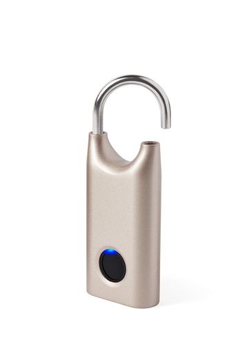 生体認証指紋南京錠 - 生体認証指紋南京錠。 屋内/屋外使用。防水:IP65。 バッテリー寿命: フル充電後最大3000回のロック解除時間 - スタンバイ時間: 最大12ヶ月 - 充電時間: 1.5h - USB-Cポートで充電可能(ケーブル付属)。 Guillaume Delvigneがデザインした南京錠は4色展開