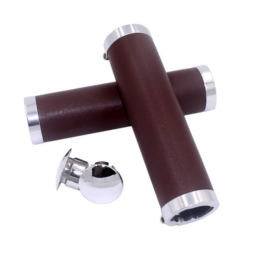 UPANBIKE バイクグリップ 7/8”レザーグリップ ダブルロックグリップ 22.2mmハンド...