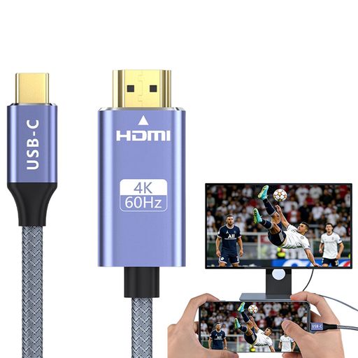Hdmi Cable - QENLKIXHDMIType-CtoHDMI変換ケーブル2m4K@60HzHDR対応25.92Gbpsスマートチップ搭載編組ケーブル高耐久プラグアンドプレイスマホ/タブレット/MacBook/iPad/ノートPC対応