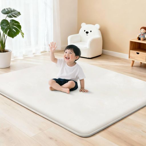 Huloosleep極厚プレイマット厚手3.5cm厚防滑防音コーラルフリース寝室床暖房対応