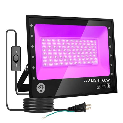 ARREBOL (アレボル)led投光器 ブラックライト60W紫外線ライト 投光器 紫外線投光器 PSE認証 IP66防水機能 UVライト395-405nm1.8Mコード 屋外用 舞台照明 画廊 装飾ライト パーティー用品 3Dモデル乾…