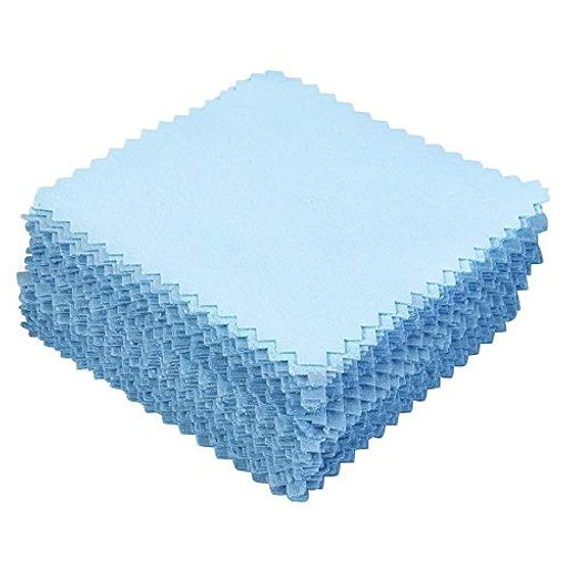 JNALFGクジュエリー磨きクロス銀磨き布貴金属時計真鍮銅クリーニングクロスポリッシュ100枚セット8x8cm(青)