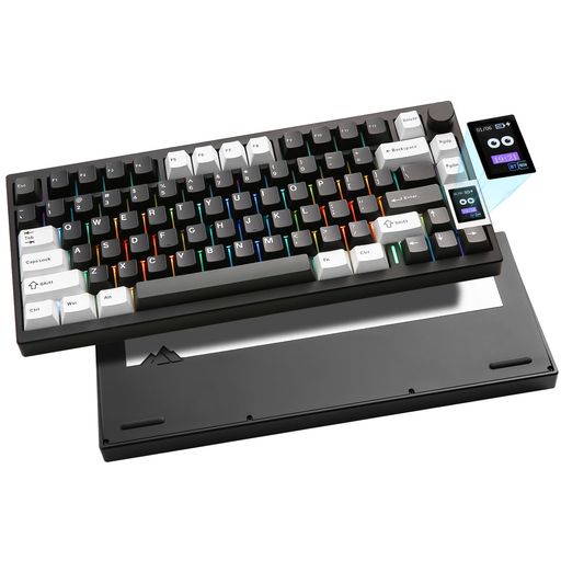 YUNZIIAL80メカニカルキーボードワイヤレスゲーミングキーボード75%レイアウトbluetooth/2.4G/有線三つモードフルアルミCNCLCDスクリーンホットスワップ対応ガスケットマウントノブ付きQMK/VIA(2.0)