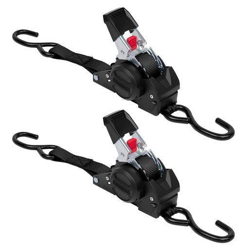 Donext ラッシングベルト ラチェット式ベルト 自動巻き取り式 Sフック 3Mx2本 幅25mm 破断荷重700kg 最大使用荷重233.3kg タイダウンベルト 荷締め 荷物固定 多用途 引越し 運搬用 ブラック