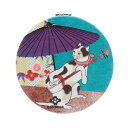 丸和貿易洒落ねこコンパクトミラー丸和傘Φ7.1x0.9cm4008788-01