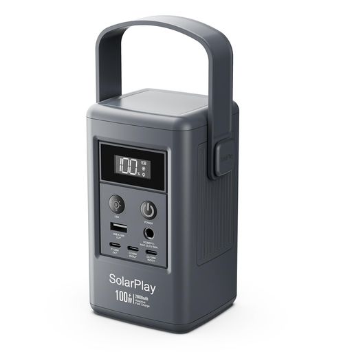 SolarPlay Q100 100W ポータブル電源 96.2Wh リン三元里リチウム 小型 軽量 0.78kg 蓄電池 キャンプ 防災 DC入力 USB-C/USB-A出力 BMS機能搭載 家庭用 緊急用 アウトドア 車中泊 台風対策 停電対策