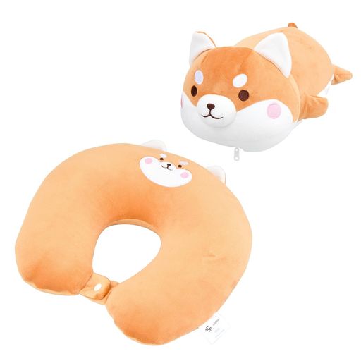 ネックピロー時:約W30xH26xD10CM クッション時:約W33xH14xD18CM 素材:(カバー)ポリエステル/(中身)発泡ポリスチレン