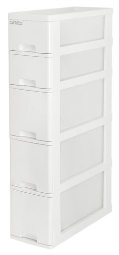 サンコープラスチック隙間収納ボックスバンテスリム5段幅18.2x奥45x高85.5cmホワイト