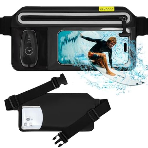 Rakuten - Handodoスマホ防水ケースIPX8完全防水ウエストポーチタッチ可能指紋認証/顔認証対応水中撮影高透過率長さ調整可能iPhone/Android7.0インチ以下全機種対応海プール釣り山登りお風呂ハイキング