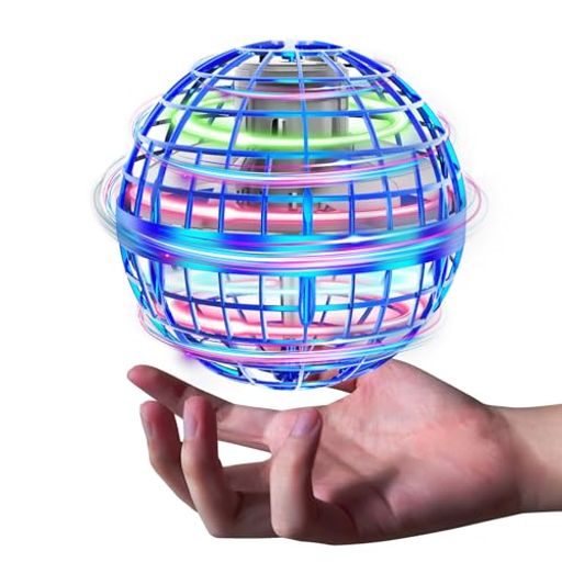 Tikduckフライングボールジャイロ飛行ライトボールおもちゃホバリングブーメランスピナーRGBライト付き360°回転USB充電式屋外/屋内子供大人向けミニドローン人気誕生日プレゼント(青)