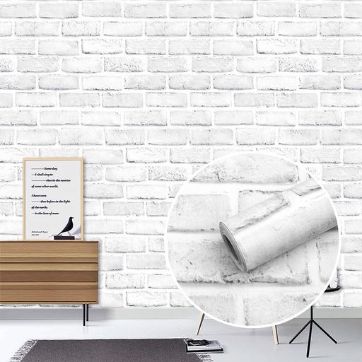 壁紙シールリメイクシートレンガ10m透けない剥がせる北欧壁紙おしゃれ壁に貼って剥がせるキッチントレイ賃貸防水シートdiyウォールステッカー(ライトグレーレンガ44X1000cm)