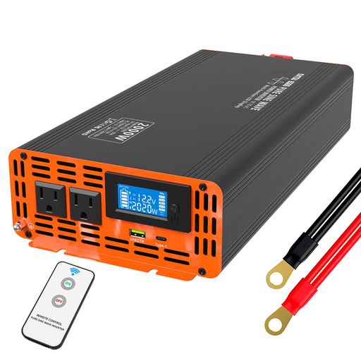 【高性能の純正弦波インバーター】:純粋な正弦波出力で多数の電気製品、精密機器にもOKです!MCUマイクロプロセッシングによってコントロールされるSPWM技術で、100% 1000wの正弦波電力を提供できます。インバーターの変換効率は90%以上に達しています。 【多重回路保護】入力低電圧アラムー、過電圧保護、過負荷保護、低電圧保護、過熱保護、短絡保護。ご使用している回路を完全に守られます。歪み率は非常に低いです。波形THD:小さいか等しい3%。 【LCD液晶ディスプレイ】:多機能LCDディスプレー。入力電圧、温度表示、バッテリー電源、周波数ディスプレイ、出力電圧、波形ディスプレイ、パワーディスプレイ。過負荷保護表示も液晶ディスプレイに表示されます。リモートコントロール機能も搭載し、自由に本機械を操作できます。 【超静音&amp;高耐久】: 騒音を最小限にして、静かな空間を作る一方で安全性も確保します。ボディーは高品質の素材なので耐久性があり、2つ冷却ファンで放熱性も優れます。製品温度によって、ファンが自動的に作動します。使用寿命も延長できます。