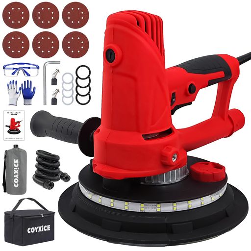 COYXiCE電気ドライウォールサンダー950W電動サンダー5段変速乾式壁サンダー110V手持ち式ドライウォールサンダー1200-2500RPMウォールポリッシングマシン自動掃除機システム付きLEDライト搭載…