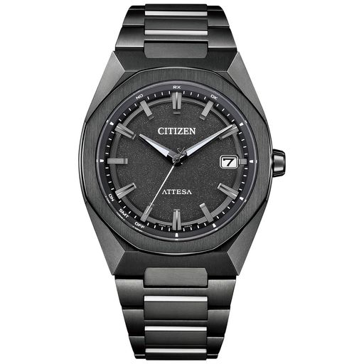 [CITIZEN] 腕時計 ATTESA (電波時計/防水/ビジネス) CB3045-61E 八角形ベゼル 軽量 チタン シンプル 3針 光発電エコ・ドライブ ACT Line ブラックチタン サファイアガラス メンズ アナログ ブラック 黒