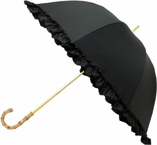 カミオジャパンピンクトリック長傘日傘晴雨兼用P.T.傘完全遮光レディース50cm深張りフリルブラック人気おしゃれ787134