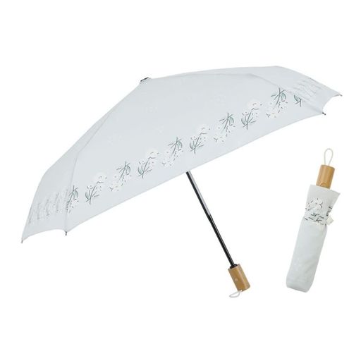 小川(Ogawa)折りたたみ傘レディース軽量200gスリム50cm5本骨ワンタッチ自動開閉途中で飛び出さない安全装置付tenoé/NATURAL可憐なあのコ鳥の形のボタン付き共袋付92068