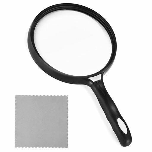 拡大鏡虫眼鏡ルーペ手持ち虫眼鏡大きい3倍拡大鏡レンズ径128MM大レンズ新聞地図雑誌昆虫読書用拡大鏡クリーニングクロス付き拡大ルーペ見やすいビッグルーペ高齢者&子ども用