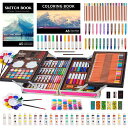 KINSPORY 画材ケース 139点入り アートクラフト 絵画 ぬりえ お絵かき アートセット スケッチパッド付き デラックス ポータブル 二層 アルミニウム...