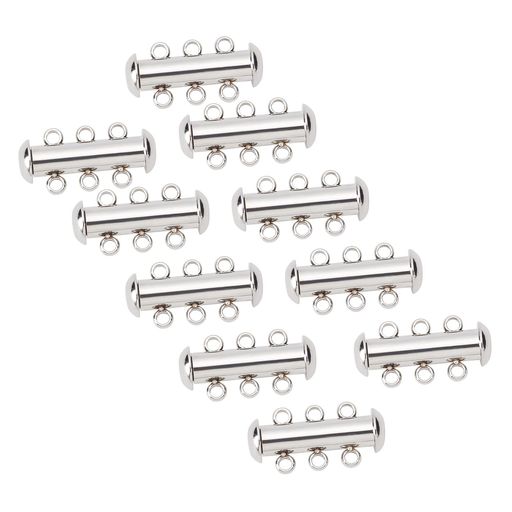 其它 輔助材料 - UNICRAFTALE10セット20mm6穴304ステンレス製スライドロッククラスプチューブクラスプコラム3ストランド管状クラスプロックネックレスコネクタヒモ留め紐留め留め金エンドパーツ接続金具金…
