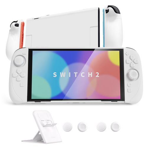 Other - PlayVitalRangerNintendoSwitch2(2025)対応保護カバーシリコングリップ+PC製ハードカバーケース折りたたみスタンド&親指グリップキャップ付きドック対応【ホワイト】