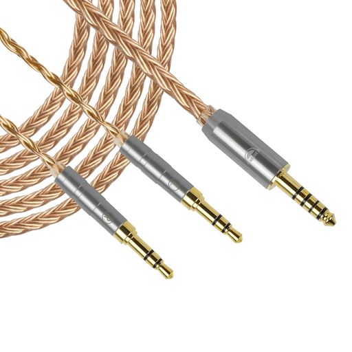 【高純度銅線を採用】1芯あたりに高純度銅線を32本使用することで、音声信号の伝達における抵抗を排除し、クリアな音質を実現しました。 【手作業による編み込み処理を採用】16芯構成にすることで明瞭かつスピード感のある抜けの良さを保ちながら、音に厚みや奥行き、そして臨場感を与え、繊細で芯のある力強さと鮮明で深みのある高解像度サウンドを実現します。 【優れた耐久性】外被には柔軟性・耐久性に優れたPVCを採用、取り回ししやすくタッチノイズも起こしにくいです。 【ヘッドホン側プラグ】金メッキ3.5mm 3極ストレート型プラグx2 【機器側側プラグ】金メッキ4.4mm 5極ストレート型プラグ