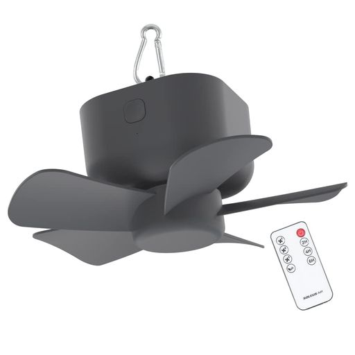 ソレウスエアーSOLEUSAIRキャンプ用シーリングファン天井扇風機吊り下げ携帯型小型ファンUSB充電式アウトドアキャンプ用静音グレーAIR701CFG