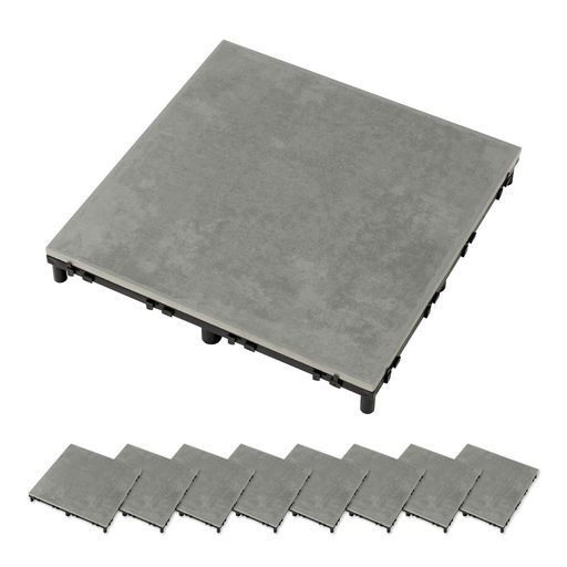 タカショーガーデンタイルベースアップ敷くだけタイル磁器ダークグレー9枚組敷くだけデッキ磁器タイルDIYエクステリアジョイントタイルJBG-BCDG/9S