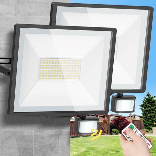 SUKITEN センサーライト 人感投光器 LED 屋外 150W 20000lm コンセント式 2個