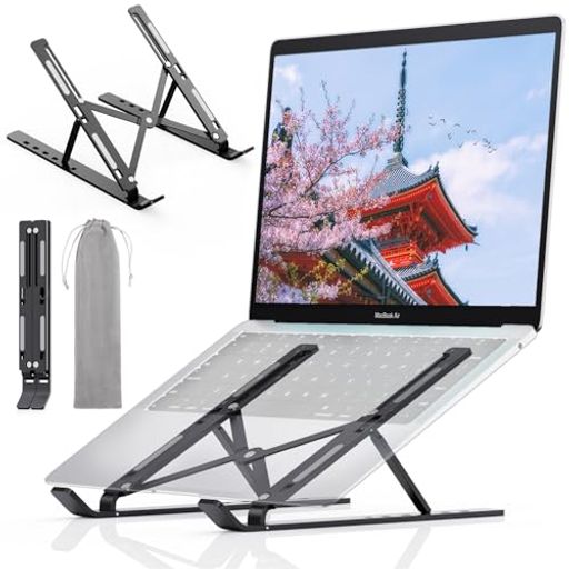 ZEEKKノートパソコンスタンドPCスタンドアルミ合金タブレットスタンド折りたたみ軽量安定放熱滑り止め人間工学設計高さ角度6段階調整収納可能在宅/出勤勤務持ち運びに便利10.5-17インチ…の商品画像