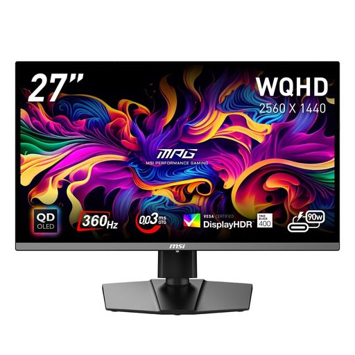 MSI QD-OLED ゲーミングモニター MPG 271QRX QD-OLED 26.5インチ/WQHD/QD-OLEDパネル/360Hz/0.03ms(GTG)/ハードウェアブルーライトカット/DisplayHDR True Black