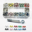 ZOYUBS両面ハトメの玉ハトメ両面ハトメキットレザークラフトスタッズ底鋲打ち具セットカシメ座金ハトメ両面頭クラフトカシメセット金具大容量カラフル10色ランダム...