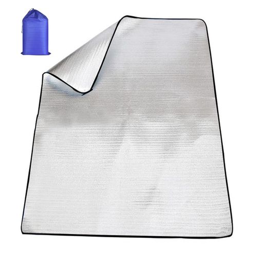 Vinyl Sheets - HWSHOW銀マットアルミシートキャンプ用厚手断熱(100/120/150/180/200/250cmx200cm)レジャーシートピクニックシート防水防災車中泊収納袋付両面アルミ蒸着
