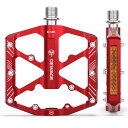 GEWAGE自転車ペダル反射板付フラットペダルシールドベアリング3入りアルミ製(GE-323/レッド)