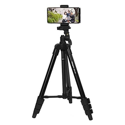 Fotoproスマホ三脚120cm4段階調節小型3WAY雲台収納袋スマホ用スマホホルダーiPhoneAndroidビデオカメラカメラデジカメ一眼レフ対応アルミ製DIGI-204BKブラック