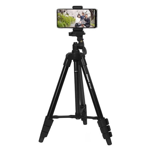 Fotoproスマホ三脚120cm4段階調節小型3WAY雲台収納袋スマホ用スマホホルダーiPhoneAndroidビデオカメラカメラデジカメ一眼レフ対応アルミ製DIGI-204BKブラック
