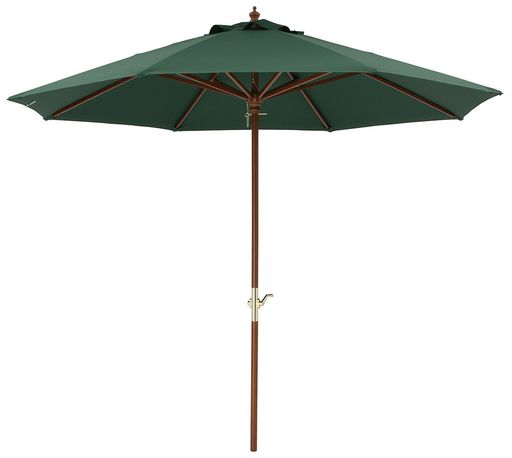 タカショー日よけウッドパラソル2.7mグリーンクランク付アウトドアカフェ紫外線カット天然木ポリエステルPAS-27GCR