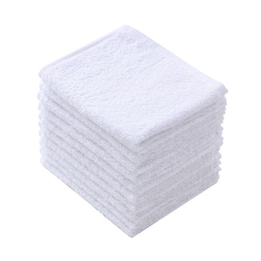 月見畝 綿 100% キッチンふきん 25x28cm 10 枚セット 家庭・業務用 吸水速乾 無地ホワイト おしぼり代用