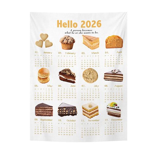 TVETE2026年度年間カレンダー壁掛けカレンダー12ヶ月年間月間週間デイリープランナー月間布装飾簡単収納軽量創意メモ計画表重要な日壁掛けカレンダー壁アートデコレーションスタイル32x40cm