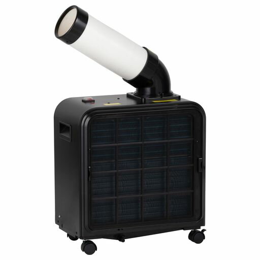 Rakuten - 広電(KODEN) ミニスポットクーラー 業務用 工事不要 ノンドレン タンクレス設計 水捨て不要 100V 防塵スイッチ スポットエアコン 小型 簡易クーラー 取っ手・キャスター付き ブラック AZS181HBB