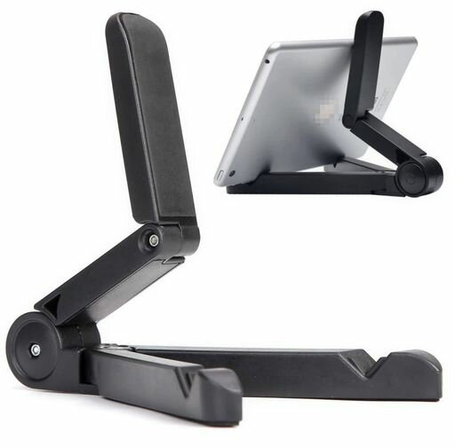 Other - タブレットPC スマートフォン 折りたたみ式 角度調節 卓上 ポータブル 携帯 モバイル ホルダー スタンド (BLACK)