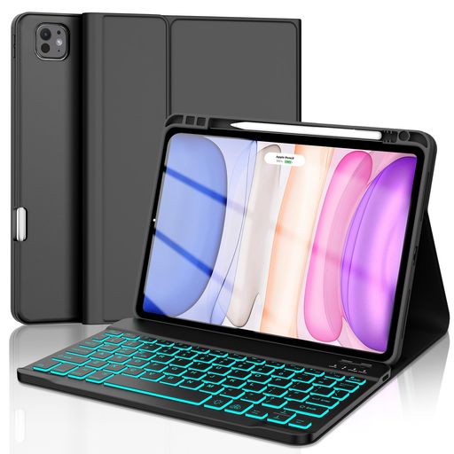 BenQ - SENGBIRCHiPadPro11インチケースキーボード(M52025&2024M4)専用7色バックライト付きワイヤレス取り外し可能キーボードiPadPro11インチケースペン収納多角度調整防汚耐衝撃全面保護